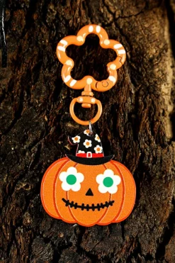 Fashion Dear-Lover Acrylic Witch Pumpkin Face Halloween Keychain Carrot