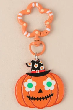 Fashion Dear-Lover Acrylic Witch Pumpkin Face Halloween Keychain Carrot