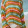 Online Dear-Lover Multi Stripe Open Knit Sweater Beach Cover Up Carrot