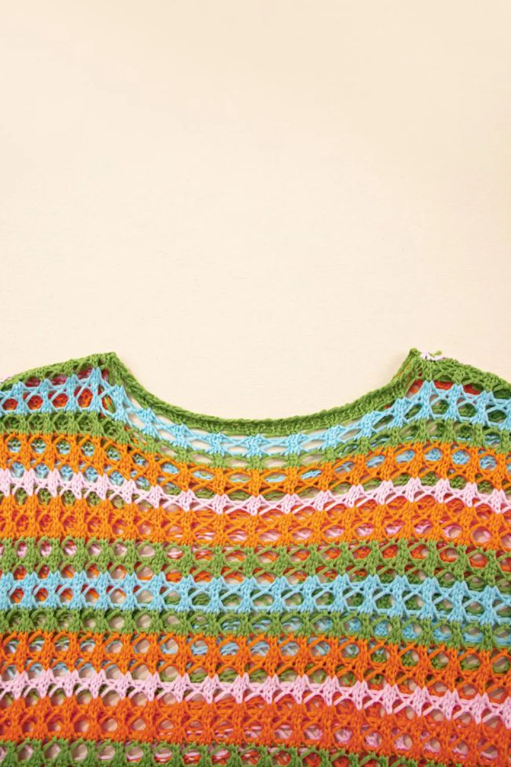 Online Dear-Lover Multi Stripe Open Knit Sweater Beach Cover Up Carrot