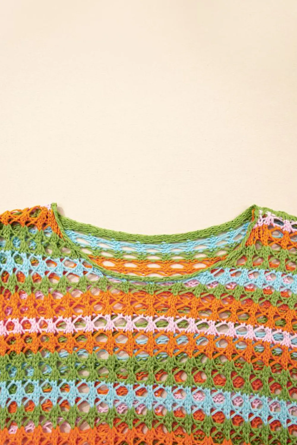 Online Dear-Lover Multi Stripe Open Knit Sweater Beach Cover Up Carrot