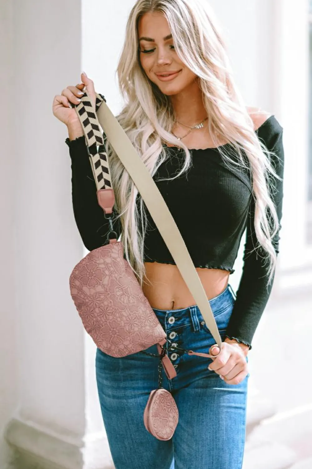 New Dear-Lover Casual Colorblock Strap Chain Shoulder Bag With Coin Purse Pale Chestnut