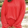 Sale Dear-Lover Casual Corded Knit Long Sleeve Top and High Waist Shorts Set Gold Flame
