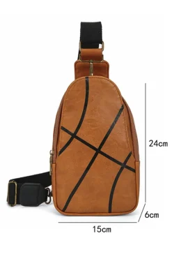 Fashion Dear-Lover Balls Pattern PU Leather Zipped Sling Bag Chestnut