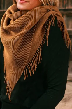 Hot Dear-Lover Bohemian Fringe Trim Textured Scarf Chestnut