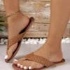 Sale Dear-Lover Braided Strap PU Leather Flip Flop Chestnut