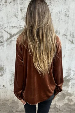 New Dear-Lover Chest Pocket Velvet Shirt Chestnut