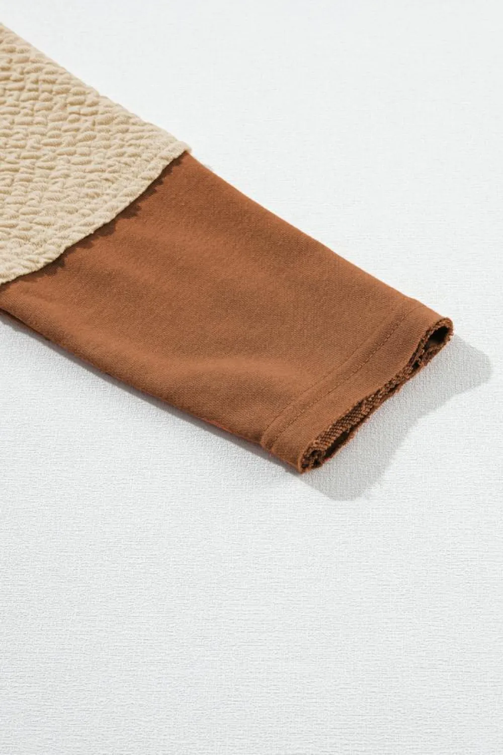 Fashion Dear-Lover Contrast Sleeves Patchwork Colorblock Hoodie Chestnut