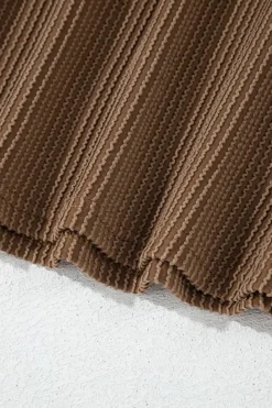Best Dear-Lover Corded Knit Long Sleeve Top and High Waist Shorts Set Chestnut