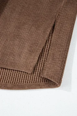 Online Dear-Lover Corduroy Flap Pocket Button Up Shacket Chestnut