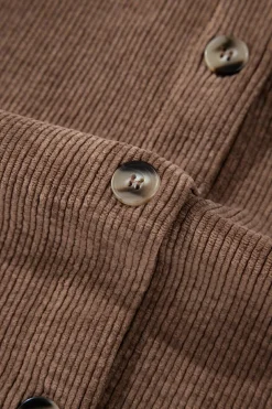 Online Dear-Lover Corduroy Flap Pocket Button Up Shacket Chestnut