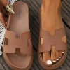 Outlet Dear-Lover Cutout Design Open Toe Platform Slippers (Run Small, Size Up) Chestnut