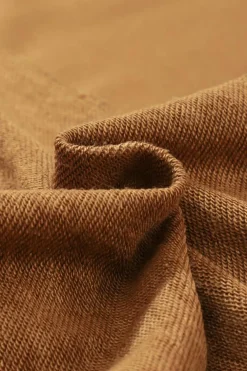 Fashion Dear-Lover Drop Shoulder Henley Buttons Sweatshirt Chestnut