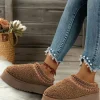 Online Dear-Lover Embroidered Sherpa Plush Thick Sole Snow Boots Chestnut