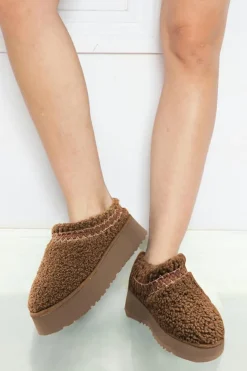 Online Dear-Lover Embroidered Sherpa Plush Thick Sole Snow Boots Chestnut