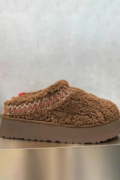 Online Dear-Lover Embroidered Sherpa Plush Thick Sole Snow Boots Chestnut