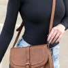 Best Dear-Lover Flapped Magnetic Buckle PU Leather Shoulder Bag Chestnut