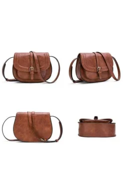 Best Dear-Lover Flapped Magnetic Buckle PU Leather Shoulder Bag Chestnut
