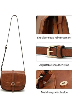 Best Dear-Lover Flapped Magnetic Buckle PU Leather Shoulder Bag Chestnut