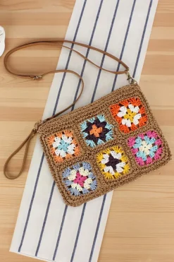 Hot Dear-Lover Flower Straw Woven Single Shoulder Bag Chestnut