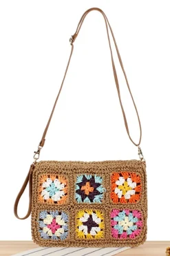 Hot Dear-Lover Flower Straw Woven Single Shoulder Bag Chestnut