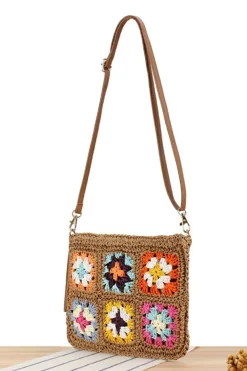 Hot Dear-Lover Flower Straw Woven Single Shoulder Bag Chestnut