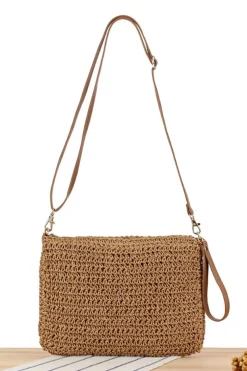 Hot Dear-Lover Flower Straw Woven Single Shoulder Bag Chestnut