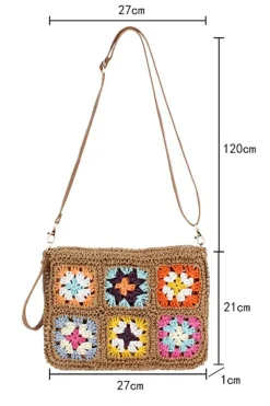 Hot Dear-Lover Flower Straw Woven Single Shoulder Bag Chestnut