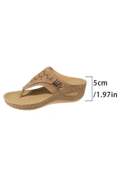 Fashion Dear-Lover Hollow Out Clip Toe Wedge Slippers Chestnut