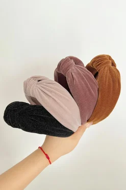 Fashion Dear-Lover Knotted Ribbed Wide Headband Chestnut