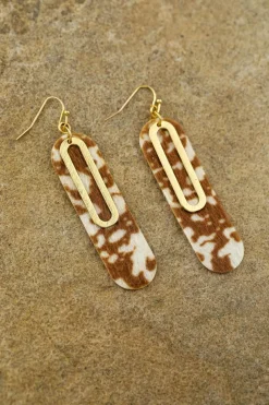 Hot Dear-Lover Leopard Double Layer Geometric Hook Dangle Earrings Chestnut