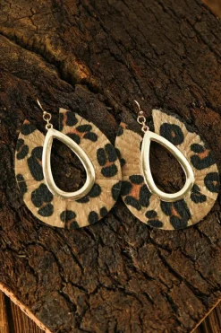 Hot Dear-Lover Leopard Print Hollow Out Drop Earrings Chestnut