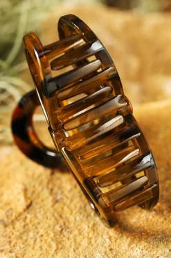 Best Dear-Lover Leopard Print Hollow Out Hair Claw Clip Chestnut