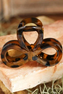 Best Dear-Lover Leopard Print Hollow Out Hair Claw Clip Chestnut