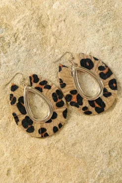 Hot Dear-Lover Leopard Print Hollow Out Drop Earrings Chestnut