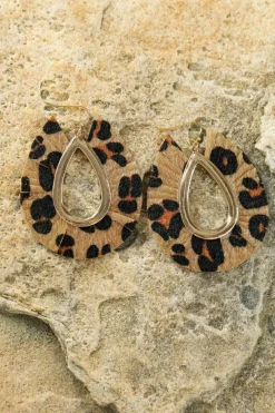 Hot Dear-Lover Leopard Print Hollow Out Drop Earrings Chestnut