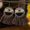 Sale Dear-Lover Leopard Rugby Football MOM Print Fringed Hook Earrings Chestnut