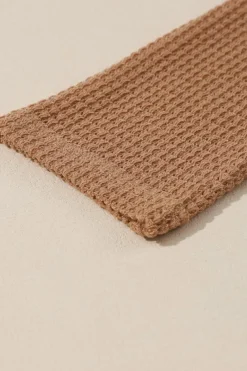 Discount Dear-Lover Long Waffle Knit Cardigan with Pockets Chestnut