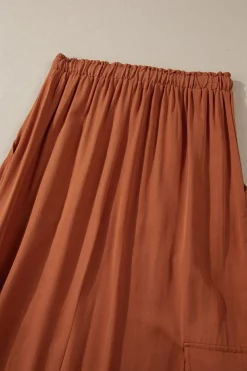Best Dear-Lover Mineral Wash Cargo Pocket Drawstring Waist Maxi Skirt Chestnut