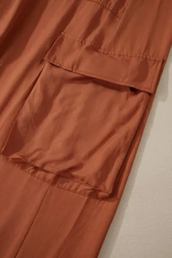 Best Dear-Lover Mineral Wash Cargo Pocket Drawstring Waist Maxi Skirt Chestnut
