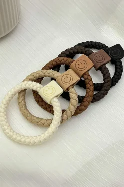 Best Dear-Lover 5pcs Smile Face Decor Braided Hair Ties Chestnut
