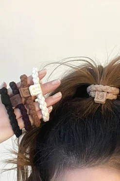 Best Dear-Lover 5pcs Smile Face Decor Braided Hair Ties Chestnut