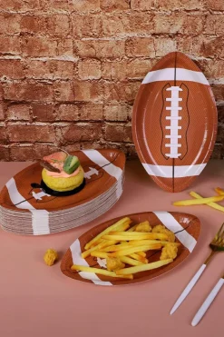 Discount Dear-Lover 10pcs/set Game Day Rugby Football Shape Disposable Paper Plates Chestnut