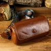 Best Dear-Lover PU Leather Flap Shoulder Bag with Retro Print Wide Strap Chestnut