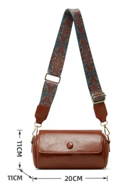 Best Dear-Lover PU Leather Flap Shoulder Bag with Retro Print Wide Strap Chestnut