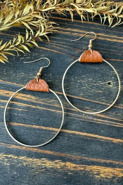 Clearance Dear-Lover PU Leather Hoop Earrings Chestnut
