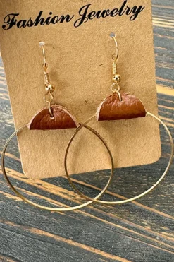 Clearance Dear-Lover PU Leather Hoop Earrings Chestnut