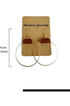 Clearance Dear-Lover PU Leather Hoop Earrings Chestnut