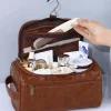 Discount Dear-Lover PU Leather Multifunctional Handle Large Makeup Bag Chestnut