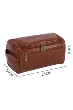 Discount Dear-Lover PU Leather Multifunctional Handle Large Makeup Bag Chestnut